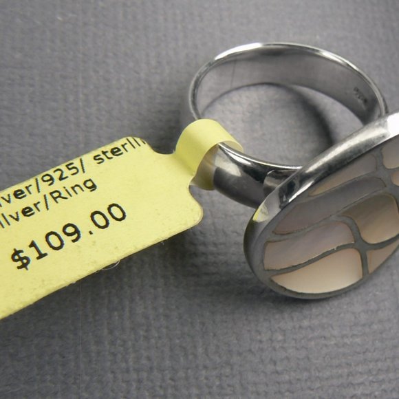 NEW Sterling SILVER Mother of Pearl inlay Ring 5.5 - Picture 4 of 7